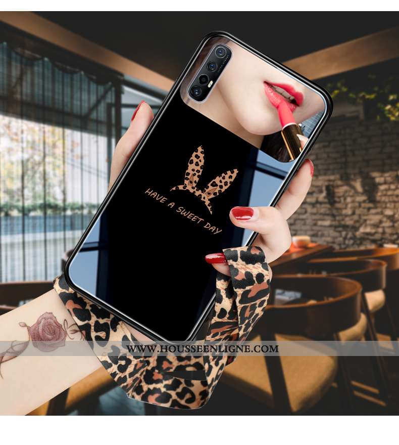 Étui Oppo Reno 3 Pro Protection Verre Des Oreilles De Lapin Incassable Personnalité Miroir Fluide Do