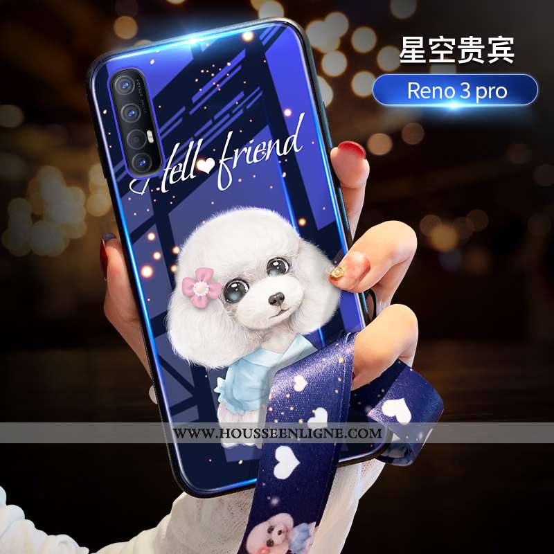 Étui Oppo Reno 3 Pro Tendance Fluide Doux Tout Compris Incassable Personnalité Verre Bleu