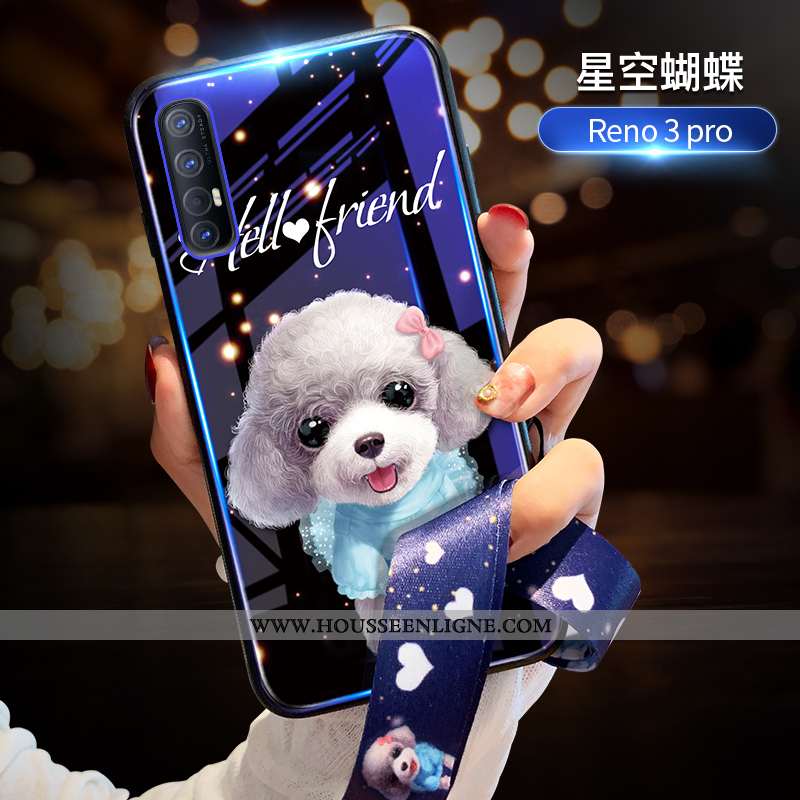 Étui Oppo Reno 3 Pro Tendance Fluide Doux Tout Compris Incassable Personnalité Verre Bleu