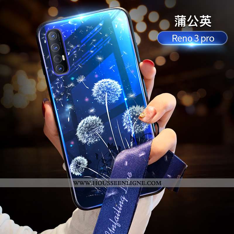 Étui Oppo Reno 3 Pro Tendance Fluide Doux Tout Compris Incassable Personnalité Verre Bleu