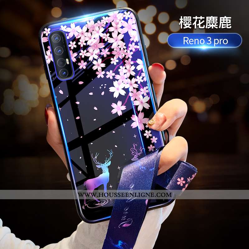 Étui Oppo Reno 3 Pro Tendance Fluide Doux Tout Compris Incassable Personnalité Verre Bleu