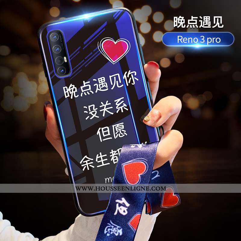 Étui Oppo Reno 3 Pro Tendance Fluide Doux Tout Compris Incassable Personnalité Verre Bleu