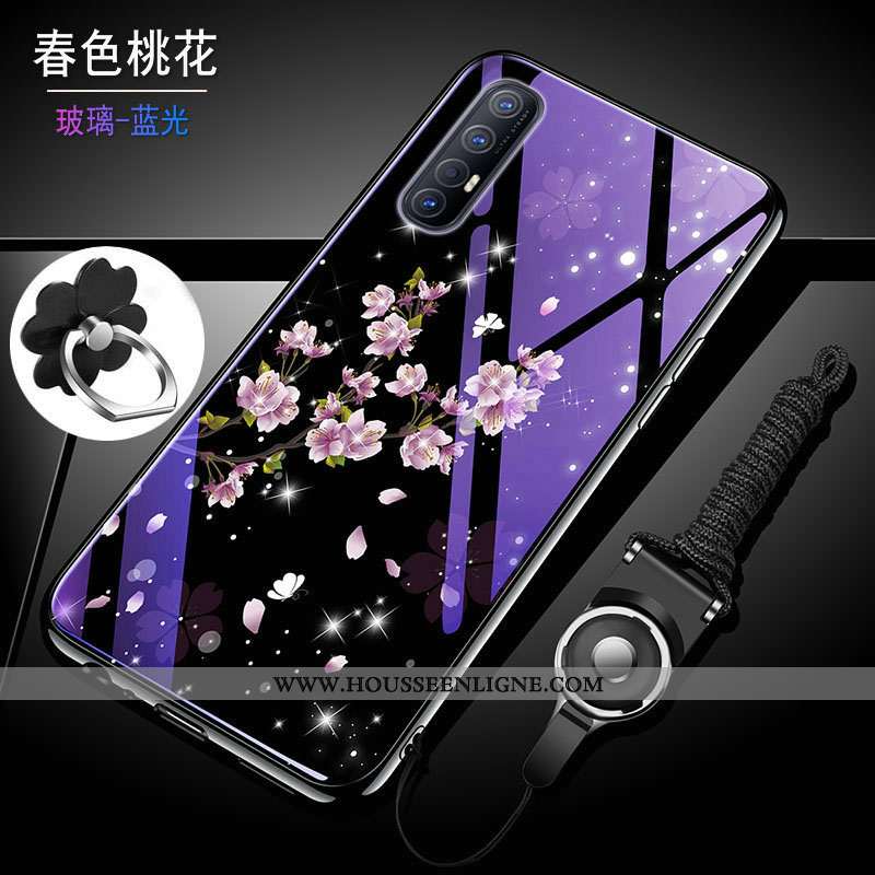 Étui Oppo Reno 3 Pro Verre Fluide Doux Difficile Silicone Téléphone Portable Net Rouge Violet