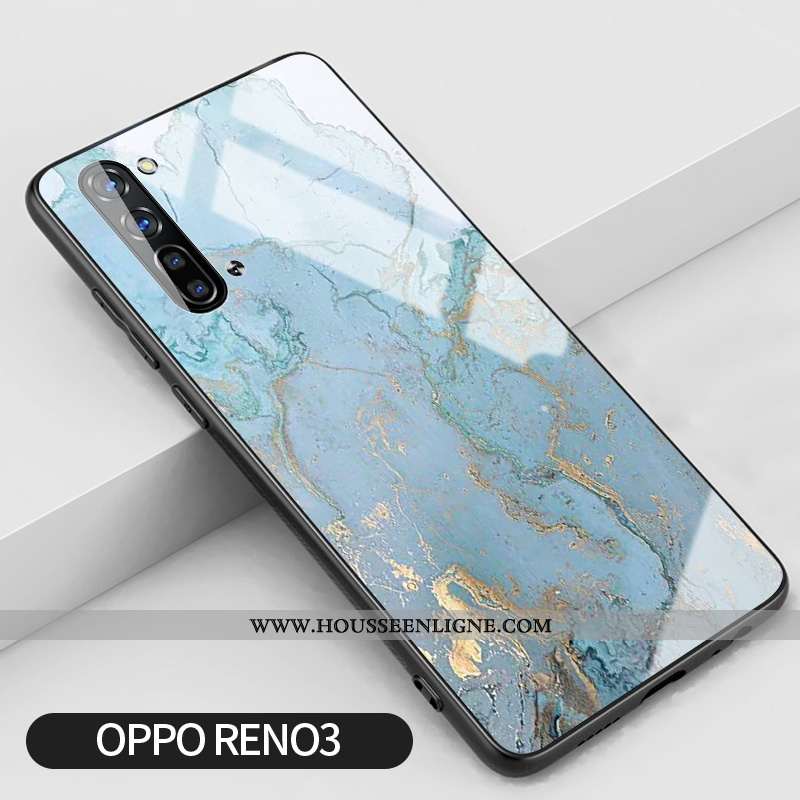 Étui Oppo Reno 3 Protection Verre Simple Coque Or Silicone Grand Bleu