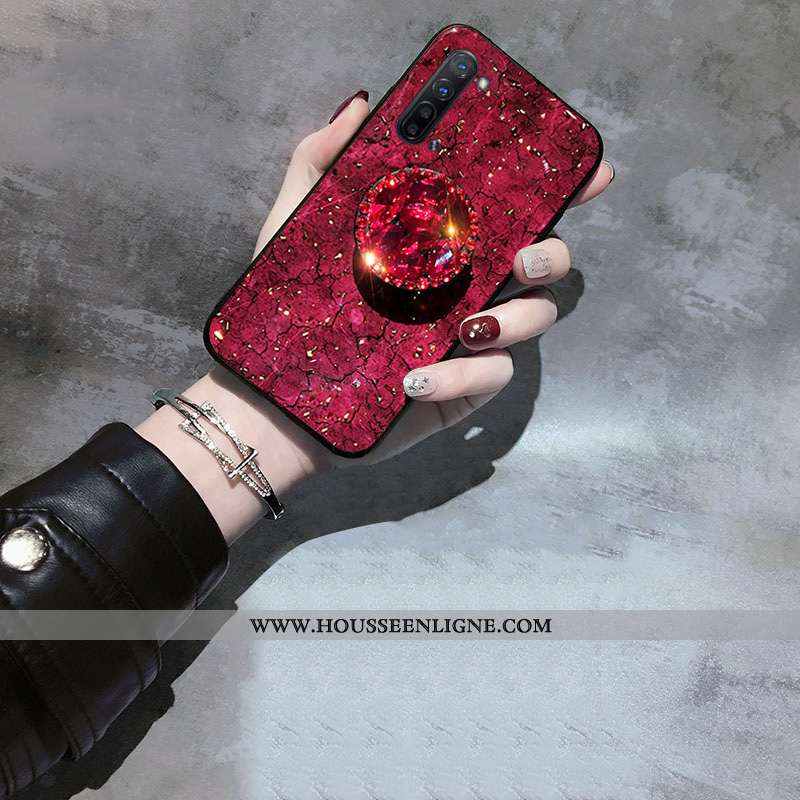 Étui Oppo Reno 3 Silicone Net Rouge Violet Coque Téléphone Portable
