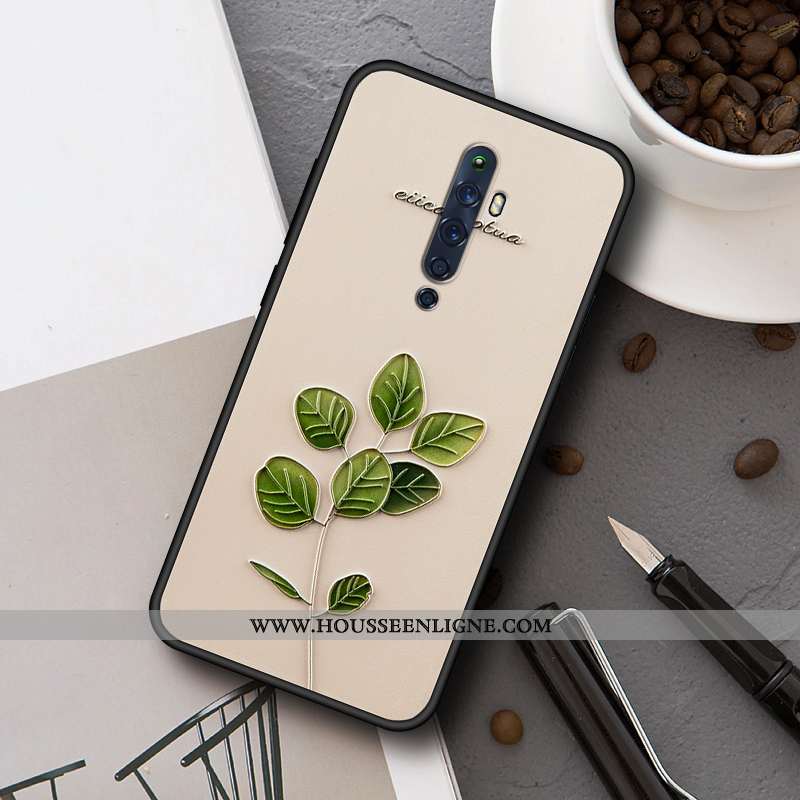 Étui Oppo Reno 3 Silicone Protection Simple Coque Tout Compris Incassable Arbres Verte