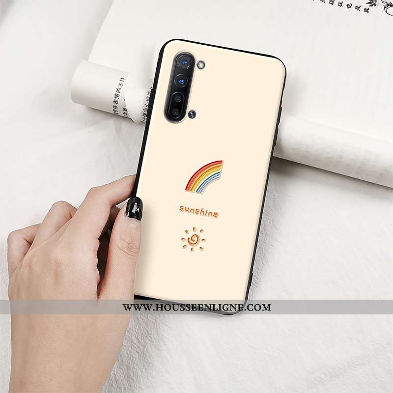 Étui Oppo Reno 3 Tendance Fluide Doux Protection Charmant Incassable Silicone Gaufrage Beige