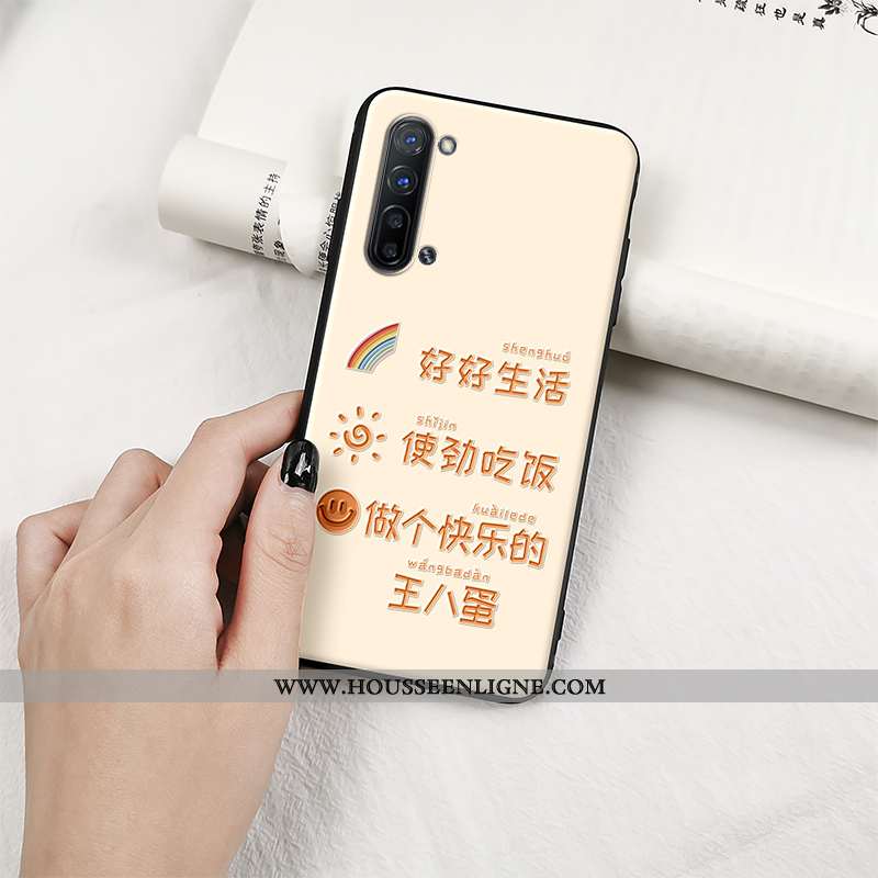 Étui Oppo Reno 3 Tendance Fluide Doux Protection Charmant Incassable Silicone Gaufrage Beige