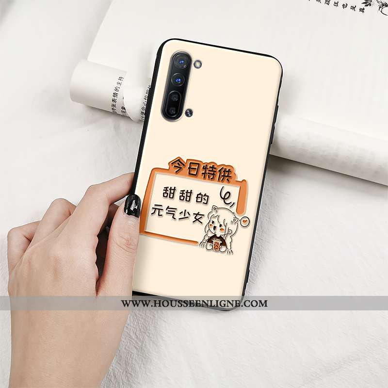 Étui Oppo Reno 3 Tendance Fluide Doux Protection Charmant Incassable Silicone Gaufrage Beige