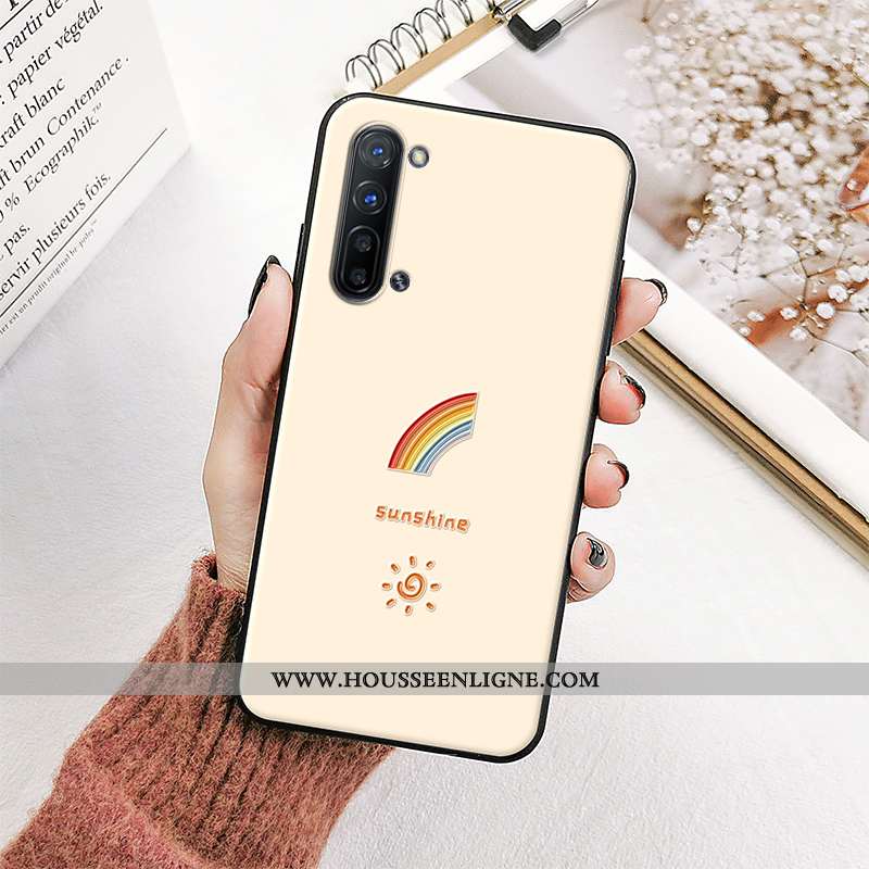 Étui Oppo Reno 3 Tendance Fluide Doux Protection Charmant Incassable Silicone Gaufrage Beige