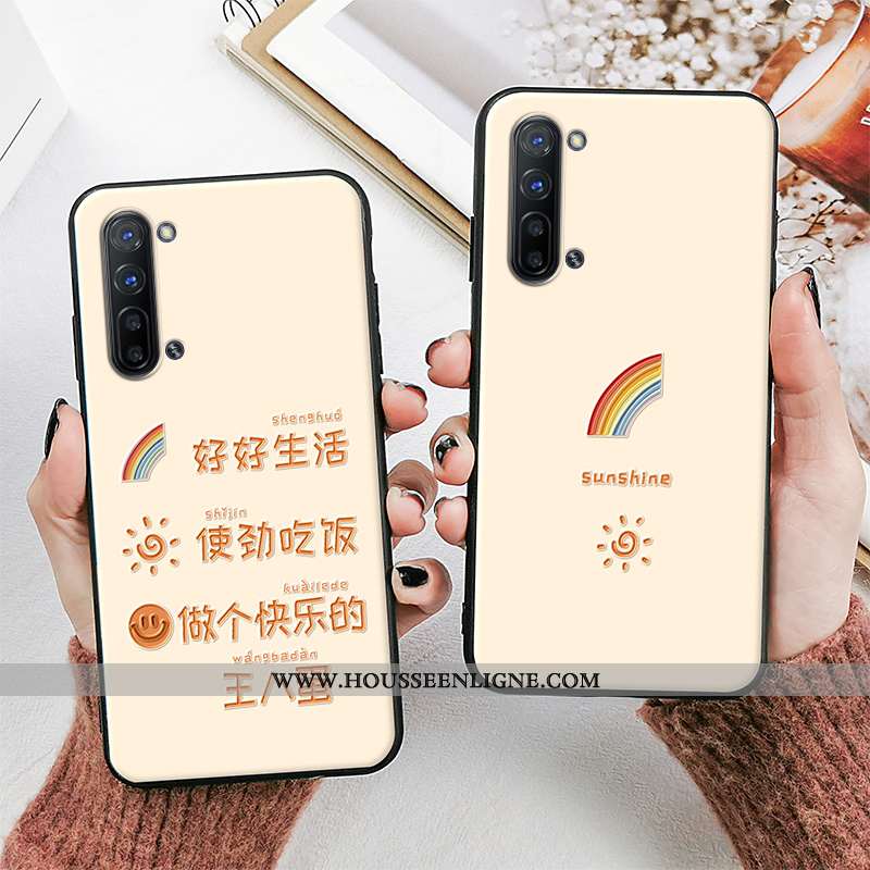 Étui Oppo Reno 3 Tendance Fluide Doux Protection Charmant Incassable Silicone Gaufrage Beige