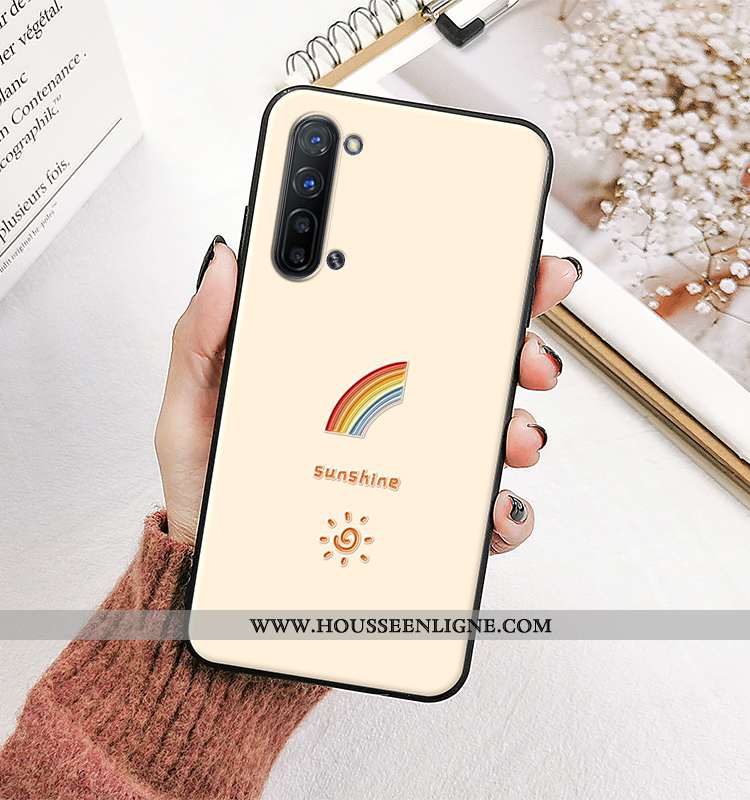 Étui Oppo Reno 3 Tendance Fluide Doux Protection Charmant Incassable Silicone Gaufrage Beige
