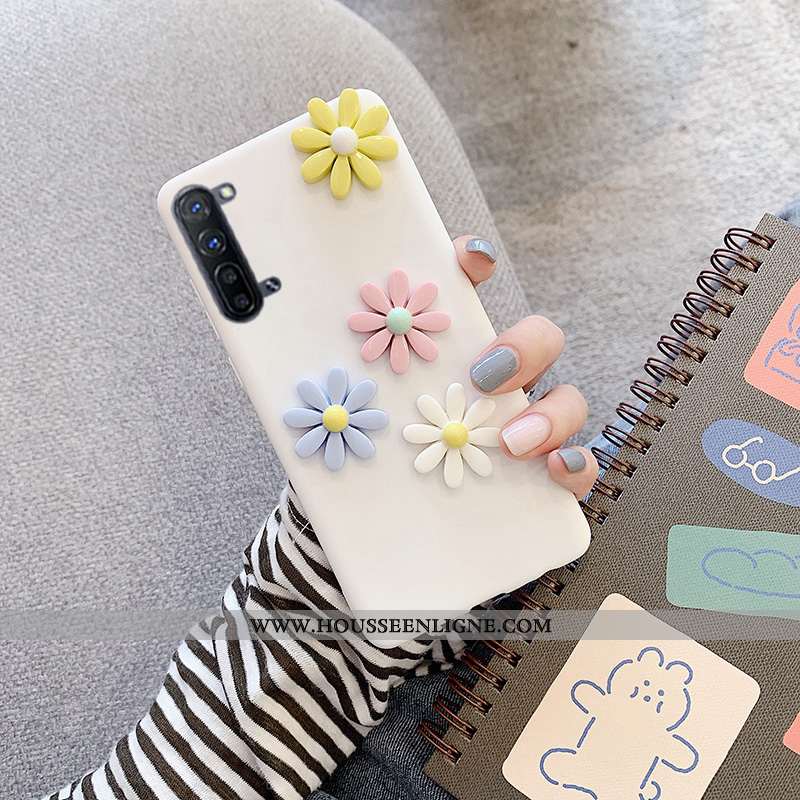 Étui Oppo Reno 3 Tendance Protection Petite Marguerite Jaune Simple Net Rouge Multicolore