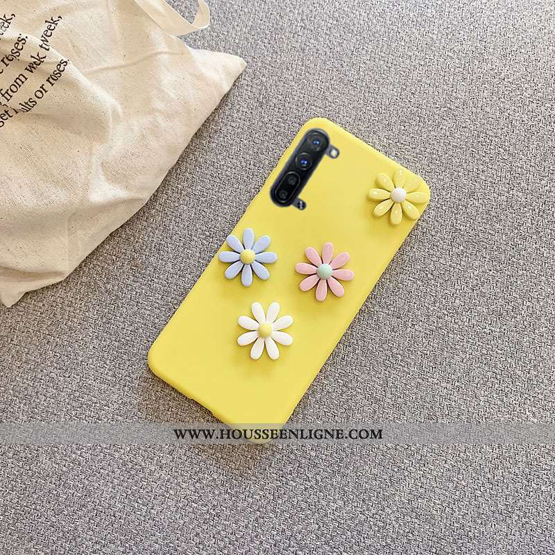 Étui Oppo Reno 3 Tendance Protection Petite Marguerite Jaune Simple Net Rouge Multicolore
