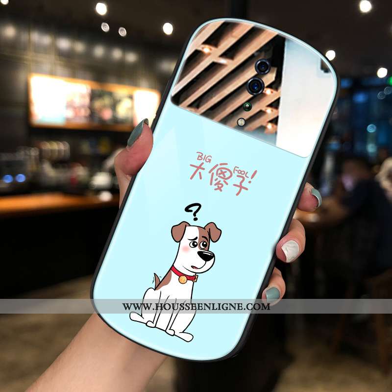 Étui Oppo Reno Z Dessin Animé Charmant Rond Bleu Miroir Net Rouge Amoureux