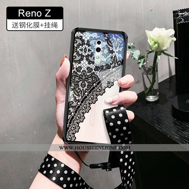 Étui Oppo Reno Z Légère Silicone Coque Transparent Ornements Suspendus Verre Tout Compris Blanche