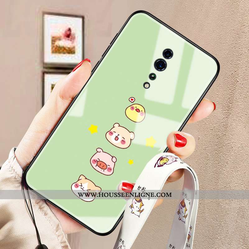 Étui Oppo Reno Z Protection Verre Légère Coque Tendance Personnalité Charmant Verte