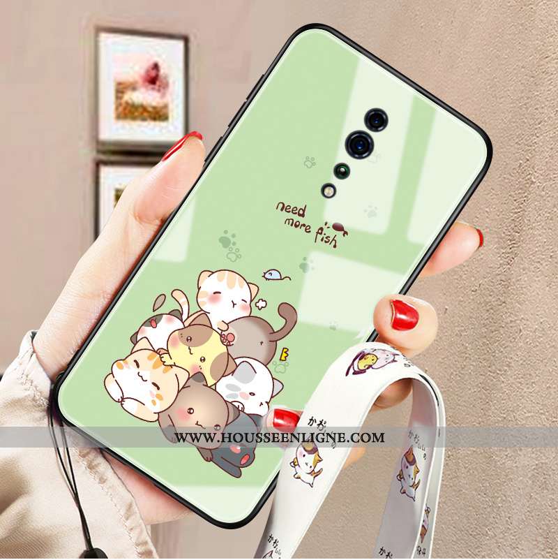 Étui Oppo Reno Z Protection Verre Légère Coque Tendance Personnalité Charmant Verte