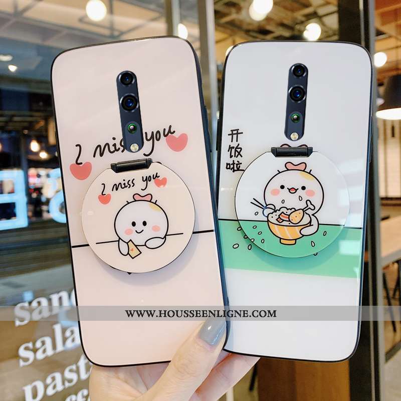 Étui Oppo Reno Z Protection Verre Rose Support Coque Créatif Nouveau
