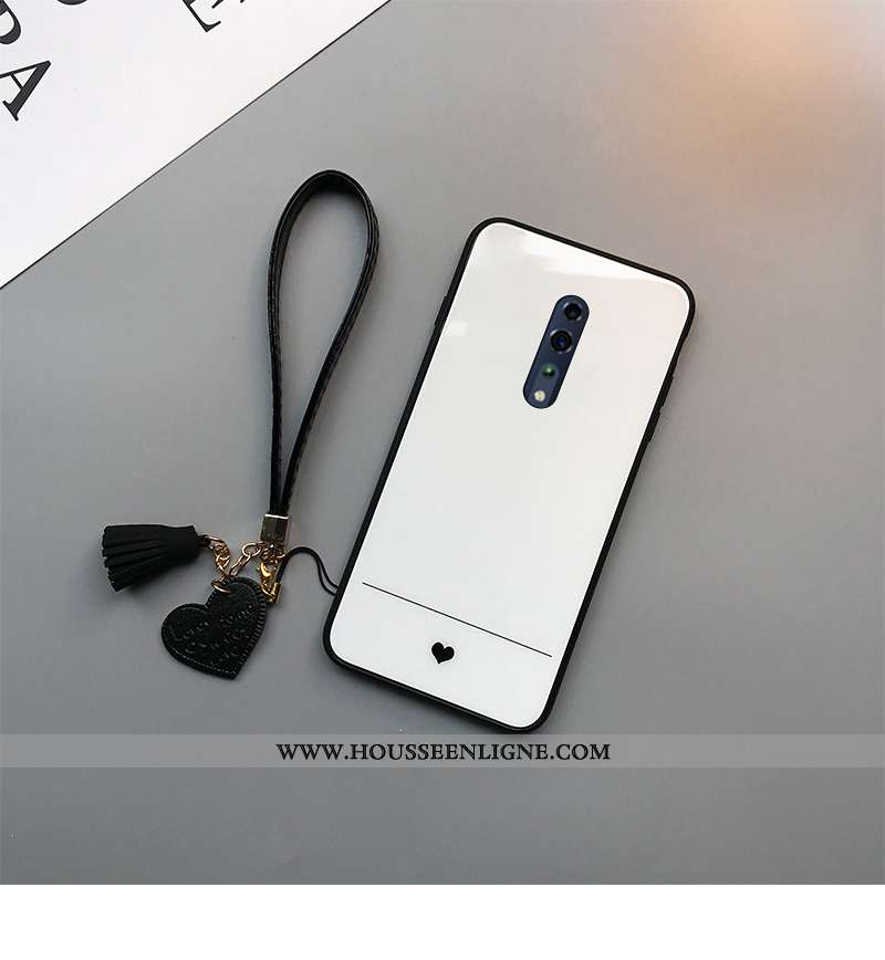 Étui Oppo Reno Z Ultra Tendance Légère Blanc Coque Net Rouge Silicone Blanche