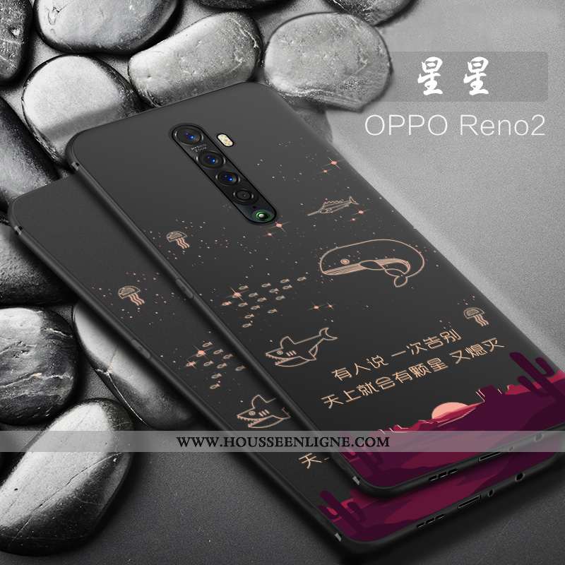 Étui Oppo Reno2 Fluide Doux Silicone Délavé En Daim Coque Noir Tout Compris Téléphone Portable
