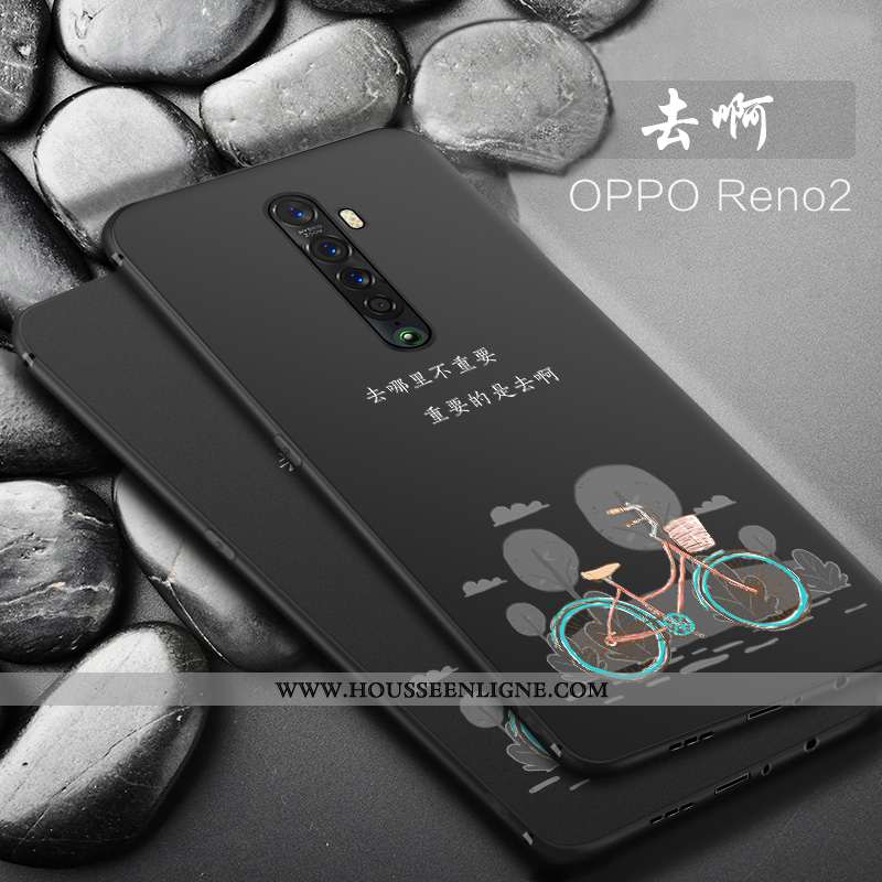 Étui Oppo Reno2 Fluide Doux Silicone Délavé En Daim Coque Noir Tout Compris Téléphone Portable