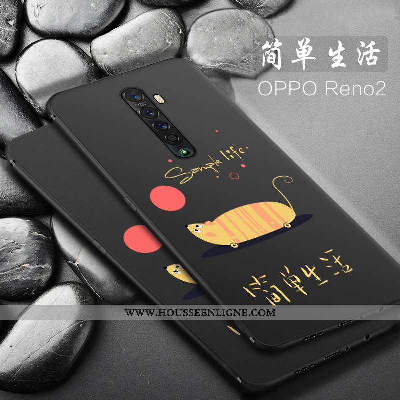 Étui Oppo Reno2 Fluide Doux Silicone Délavé En Daim Coque Noir Tout Compris Téléphone Portable
