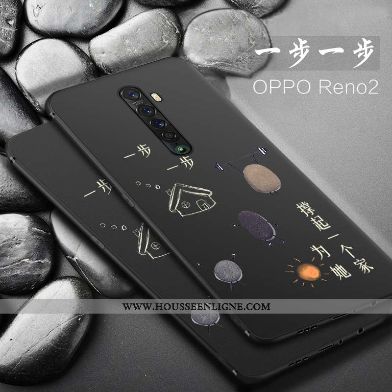 Étui Oppo Reno2 Fluide Doux Silicone Délavé En Daim Coque Noir Tout Compris Téléphone Portable