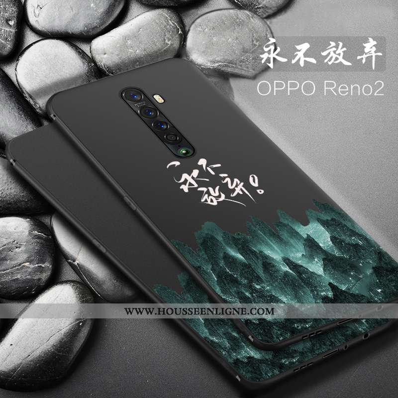 Étui Oppo Reno2 Fluide Doux Silicone Délavé En Daim Coque Noir Tout Compris Téléphone Portable