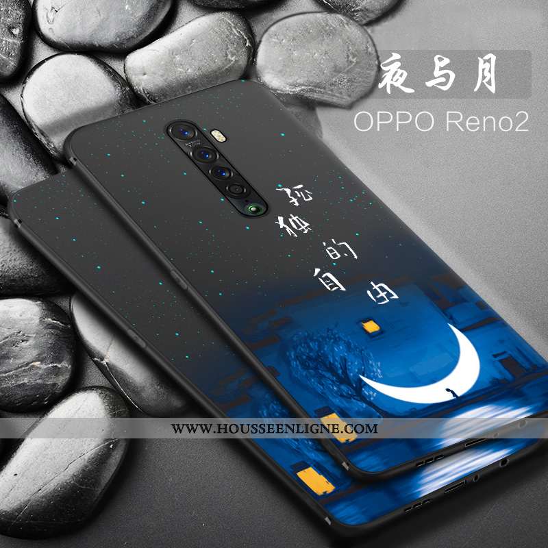 Étui Oppo Reno2 Fluide Doux Silicone Délavé En Daim Coque Noir Tout Compris Téléphone Portable