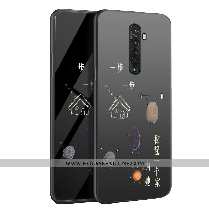 Étui Oppo Reno2 Fluide Doux Silicone Délavé En Daim Coque Noir Tout Compris Téléphone Portable