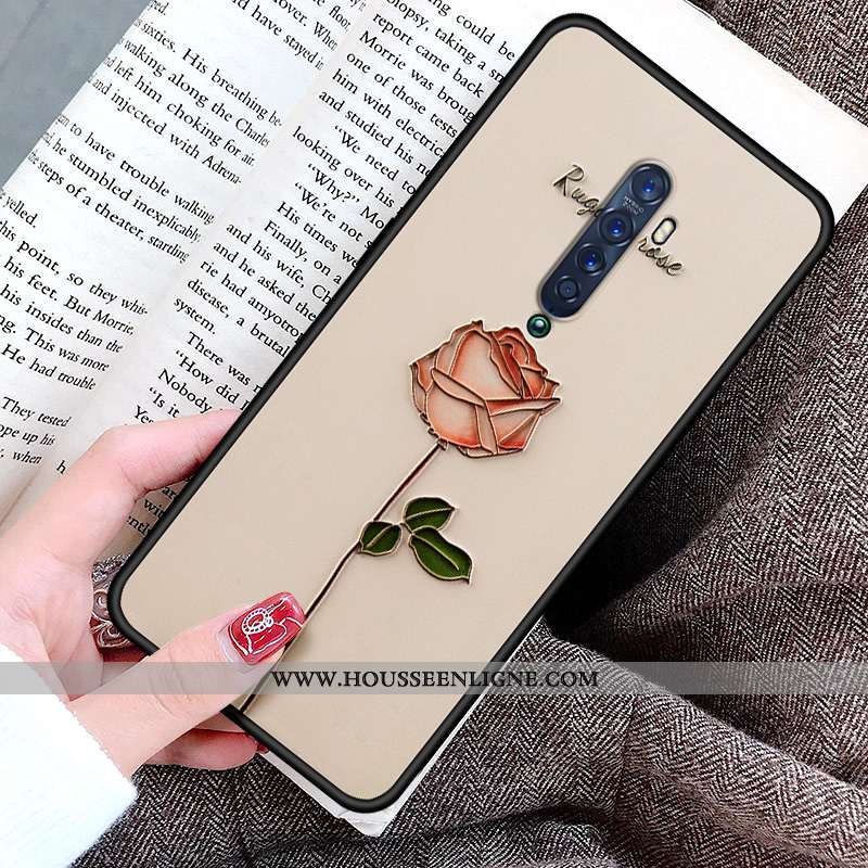 Étui Oppo Reno2 Gaufrage Fluide Doux Vert Coque Téléphone Portable Tout Compris Simple Verte