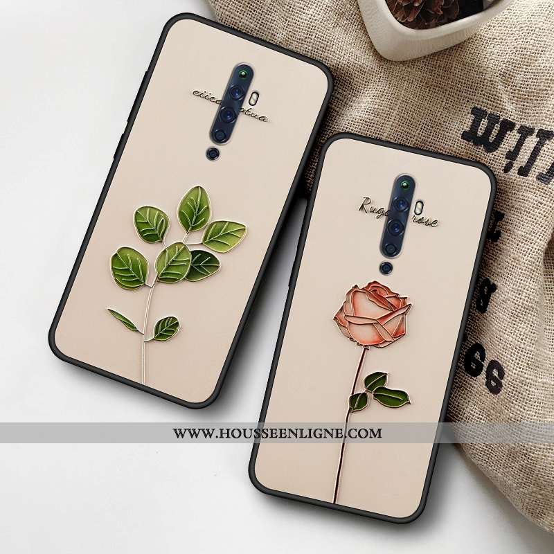 Étui Oppo Reno2 Gaufrage Fluide Doux Vert Coque Téléphone Portable Tout Compris Simple Verte