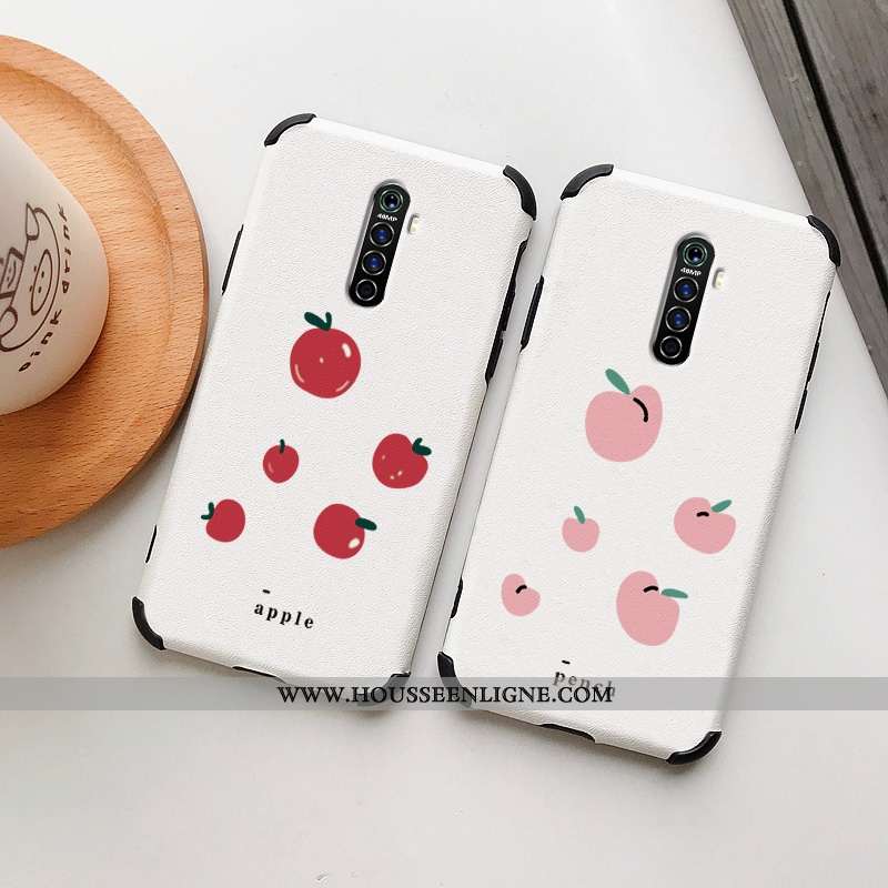 Étui Oppo Reno2 Personnalité Dessin Animé Frais Blanc Cuir Silicone Modèle Fleurie Blanche