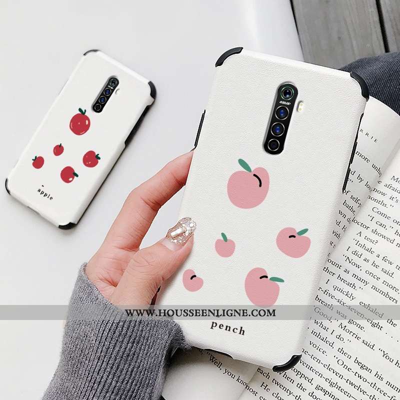 Étui Oppo Reno2 Personnalité Dessin Animé Frais Blanc Cuir Silicone Modèle Fleurie Blanche