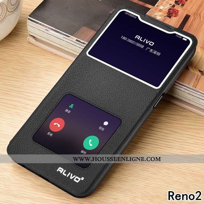 Étui Oppo Reno2 Protection Cuir Incassable Silicone Fluide Doux Marron