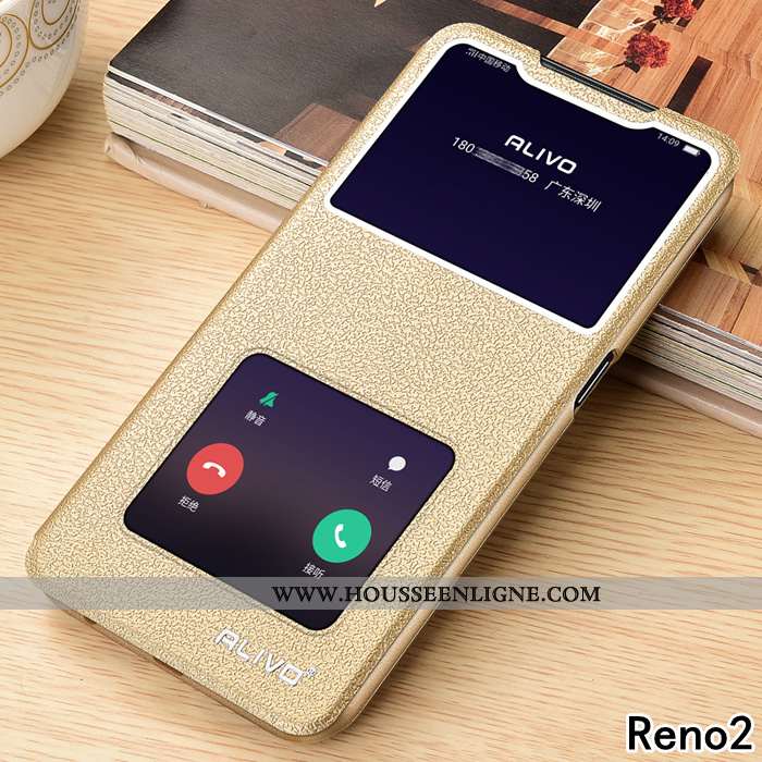 Étui Oppo Reno2 Protection Cuir Incassable Silicone Fluide Doux Marron