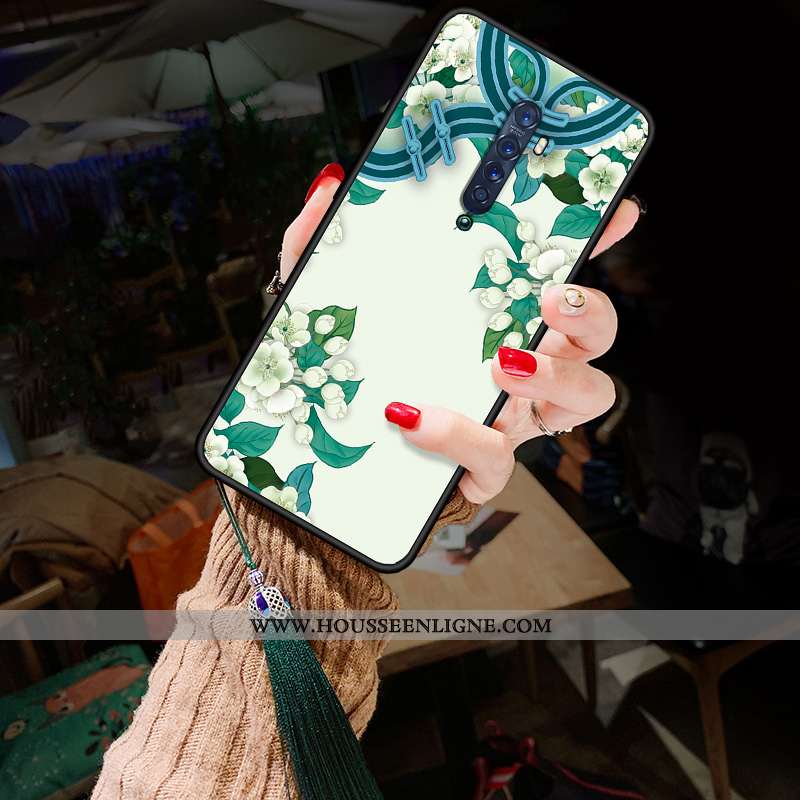 Étui Oppo Reno2 Vintage Tendance Coque Protection Net Rouge Fluide Doux Téléphone Portable Gris