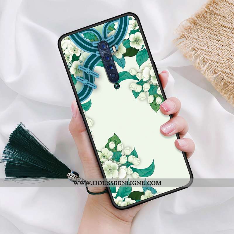 Étui Oppo Reno2 Vintage Tendance Coque Protection Net Rouge Fluide Doux Téléphone Portable Gris