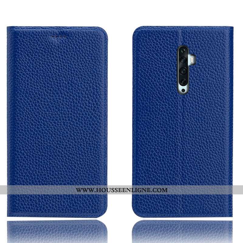 Étui Oppo Reno2 Z Cuir Véritable Protection Téléphone Portable Litchi Incassable Marron