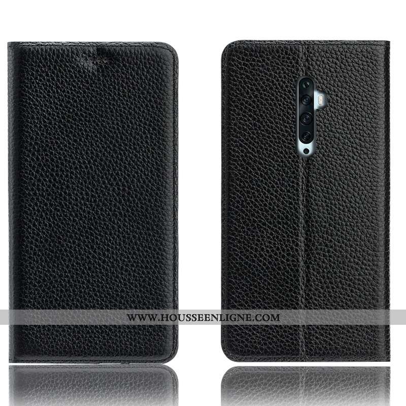 Étui Oppo Reno2 Z Cuir Véritable Protection Téléphone Portable Litchi Incassable Marron