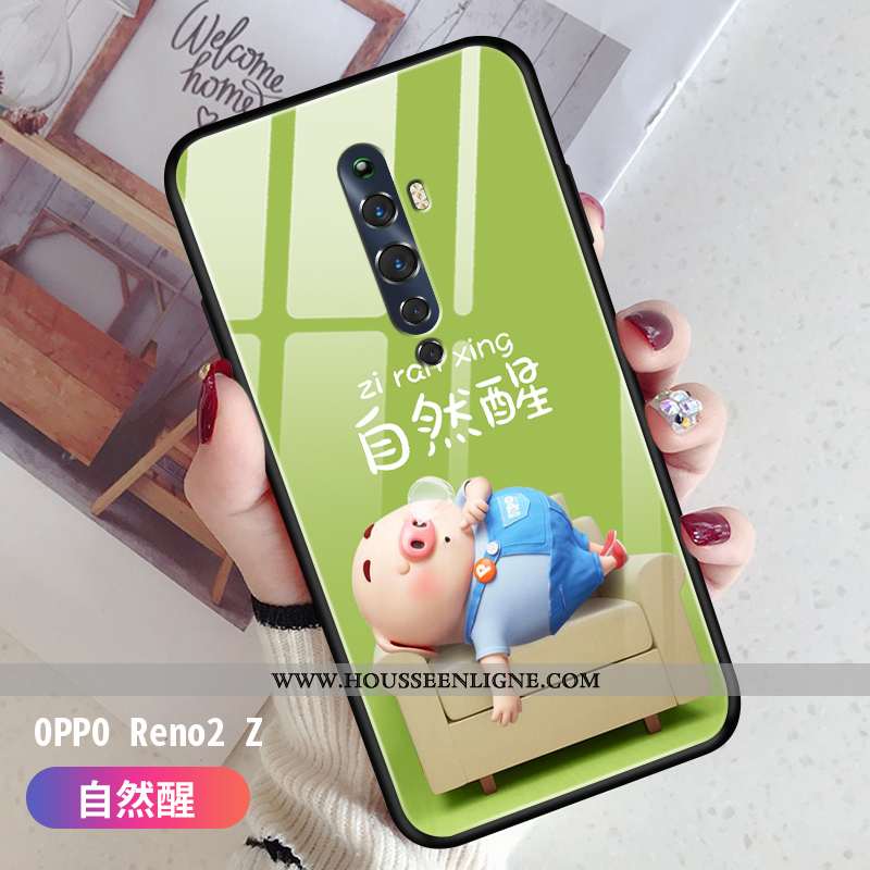 Étui Oppo Reno2 Z Fluide Doux Silicone Nouveau Net Rouge Incassable Marque Amoureux Verte