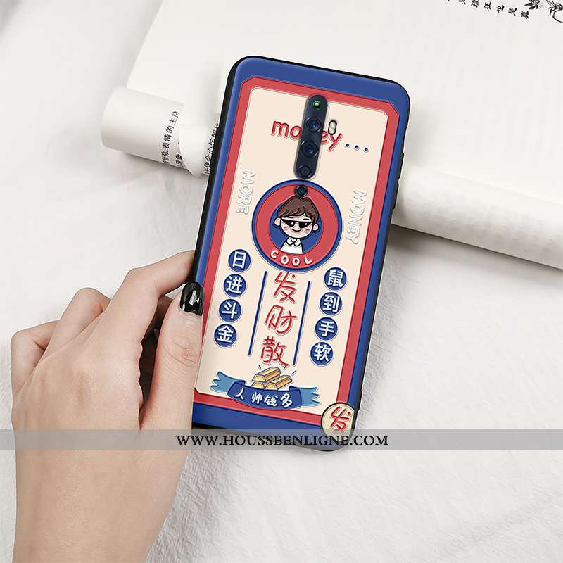 Étui Oppo Reno2 Z Gaufrage Charmant Bleu Marin Silicone Incassable Protection Bleu Foncé