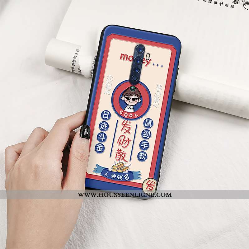 Étui Oppo Reno2 Z Gaufrage Charmant Bleu Marin Silicone Incassable Protection Bleu Foncé