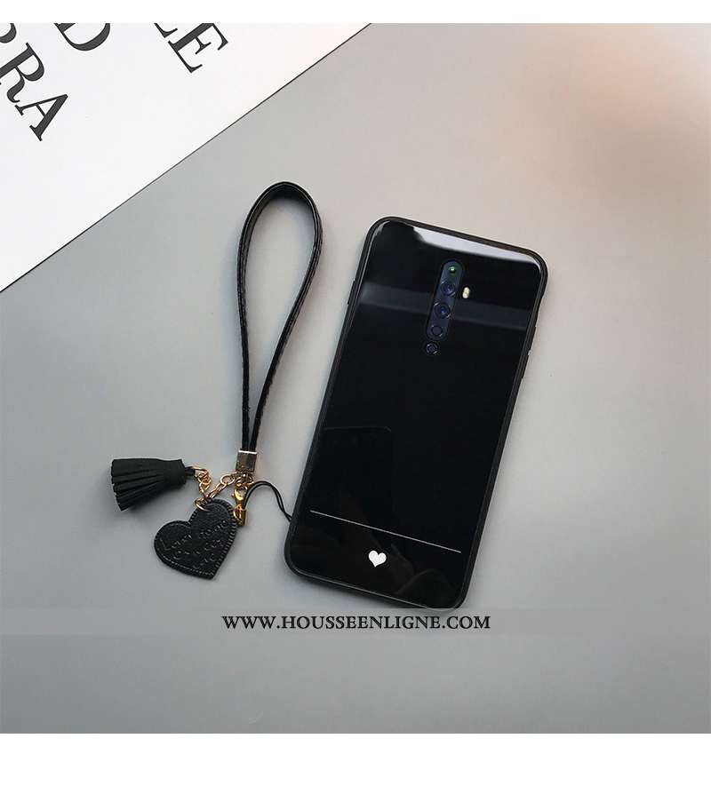 Étui Oppo Reno2 Z Légère Silicone Tendance Téléphone Portable Net Rouge Amour Noir