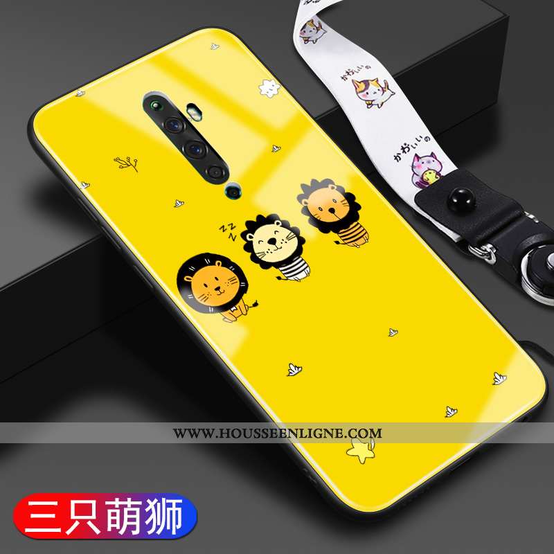 Étui Oppo Reno2 Z Protection Verre Tendance Fluide Doux Téléphone Portable Coque Incassable Jaune