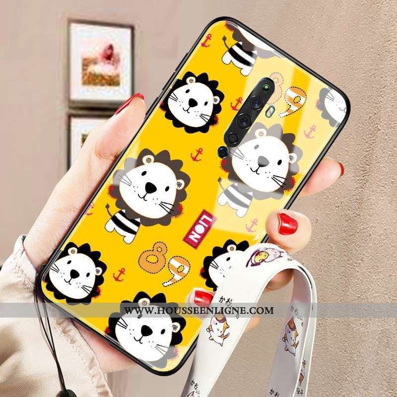 Étui Oppo Reno2 Z Protection Verre Tendance Fluide Doux Téléphone Portable Coque Incassable Jaune