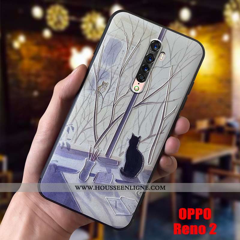 Étui Oppo Reno2 Z Silicone Délavé En Daim Charmant Coque Fluide Doux Téléphone Portable Légère Bleu