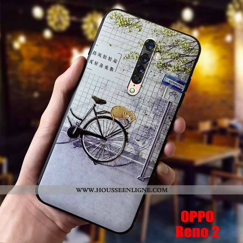 Étui Oppo Reno2 Z Silicone Délavé En Daim Charmant Coque Fluide Doux Téléphone Portable Légère Bleu