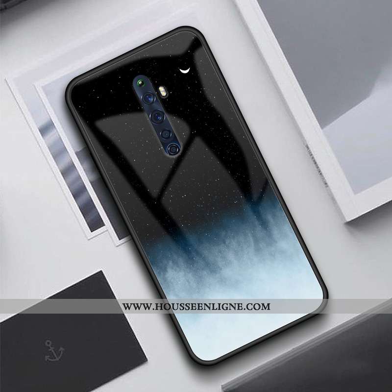 Étui Oppo Reno2 Z Silicone Verre Amoureux Net Rouge Téléphone Portable Tendance Soirée Noir
